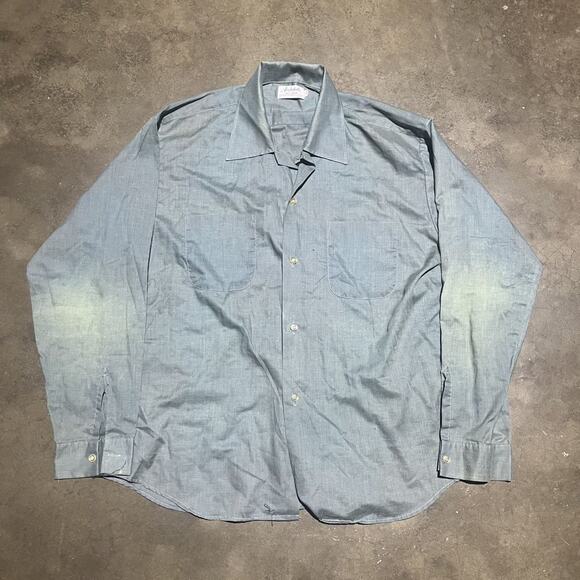 Vintage 60s Archdale Green Iridescent Loop Collar Shirt - Picture 1 of 5